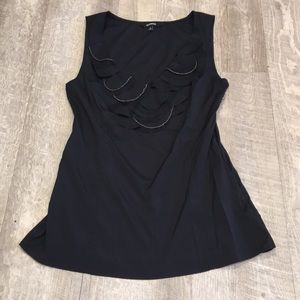 Express Scalloped Chain Ruffle Top